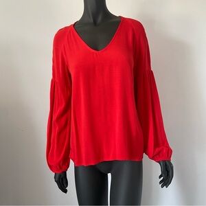 Apricot Red Balloon Sleeve Boho Blouse - UK 12 / US M / US 8
